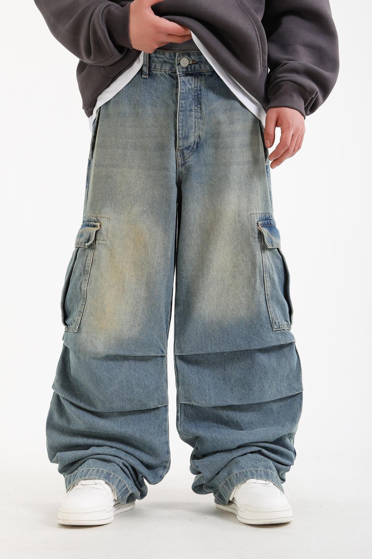 Yıkama Efektli Man Extra Baggy Jean Pantolon
