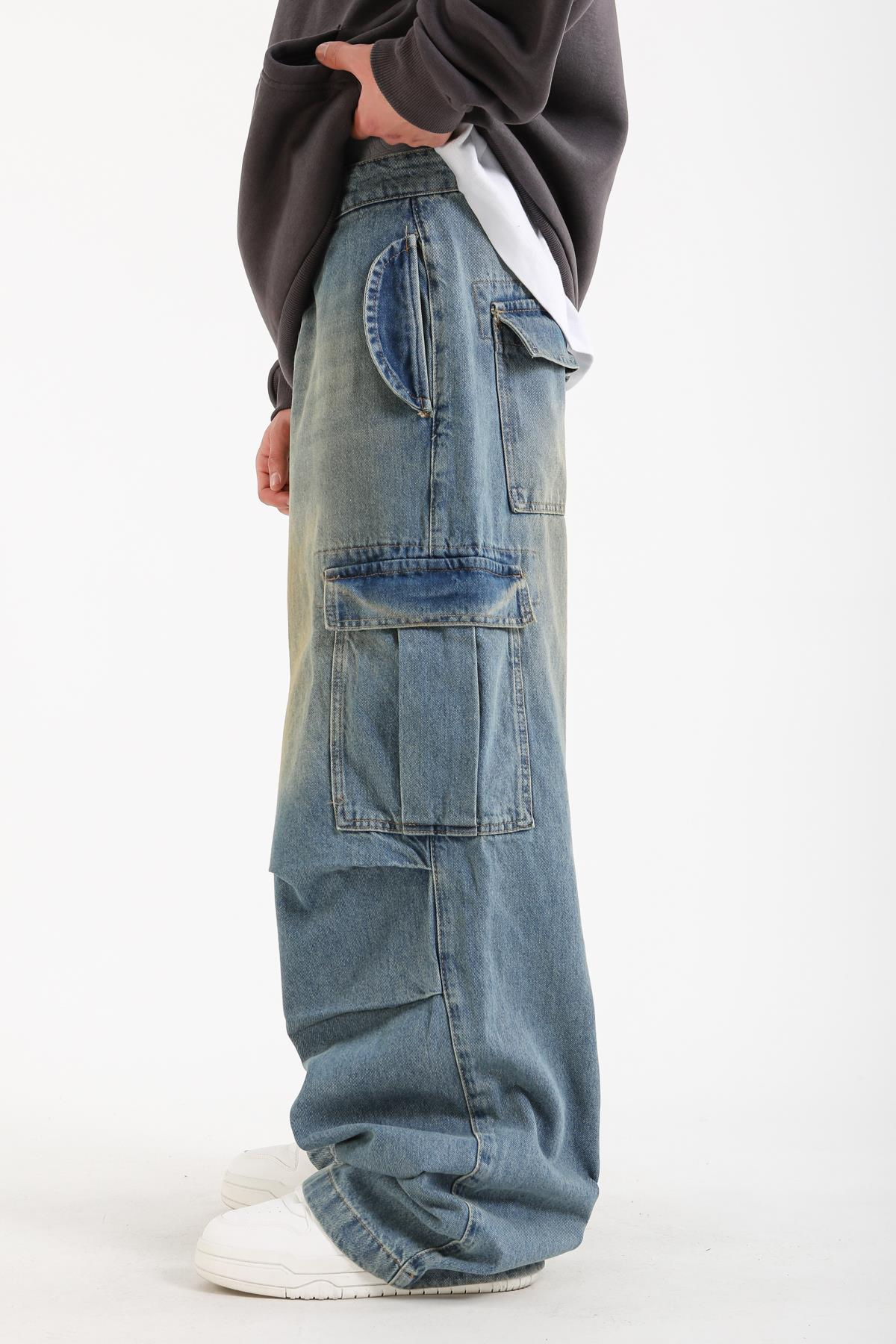 Yıkama Efektli Man Extra Baggy Jean Pantolon