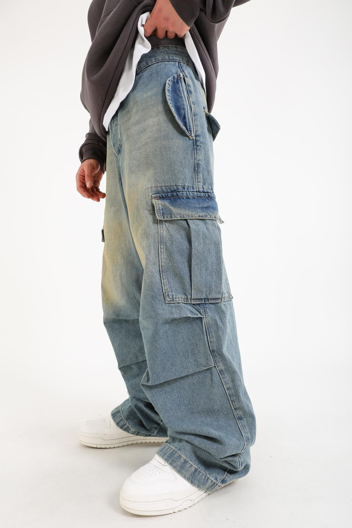 Yıkama Efektli Man Extra Baggy Jean Pantolon