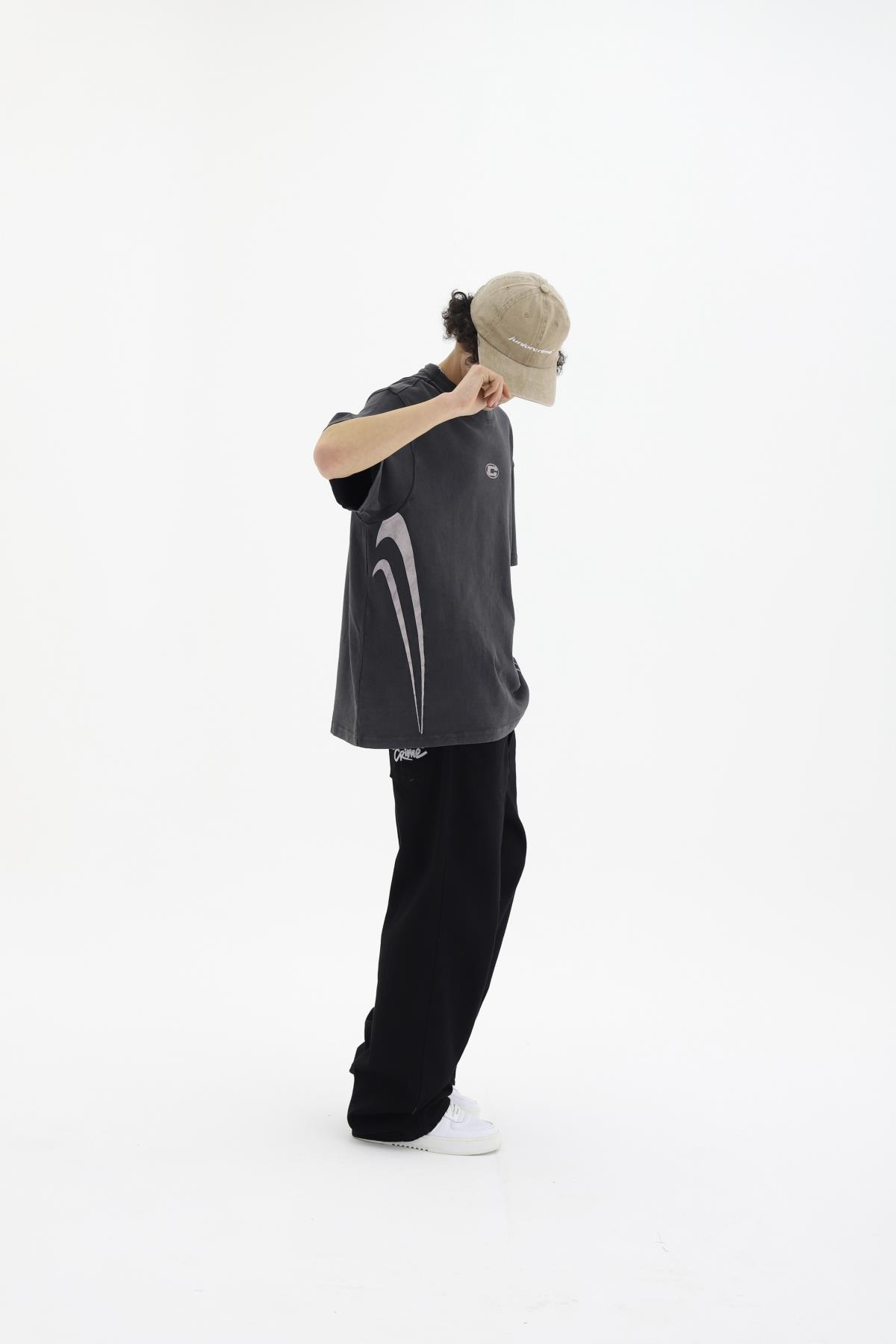 Yıkama Efektli Siyah Oversize Tshirt CT01 25CY101