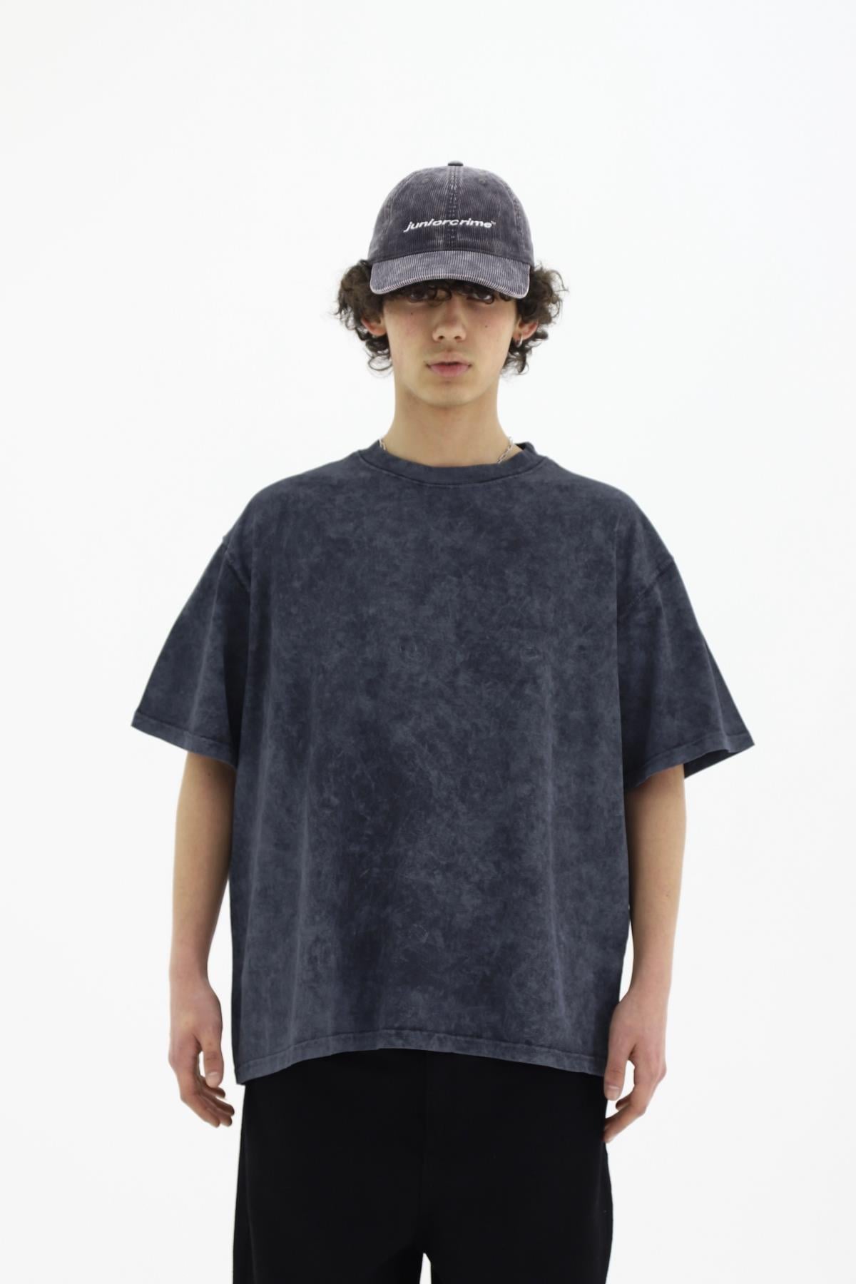 Yıkama Efektli Siyah Oversize Tshirt CT01 MRT1772