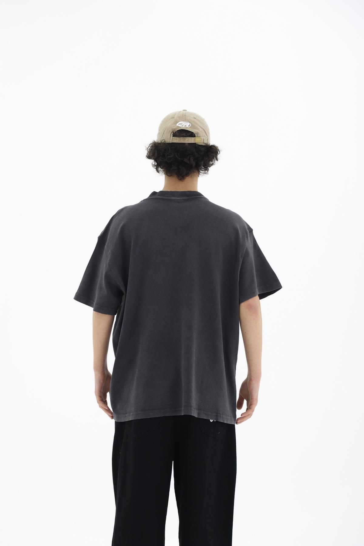 Yıkama Efektli Siyah Oversize Tshirt CT01 25CY101