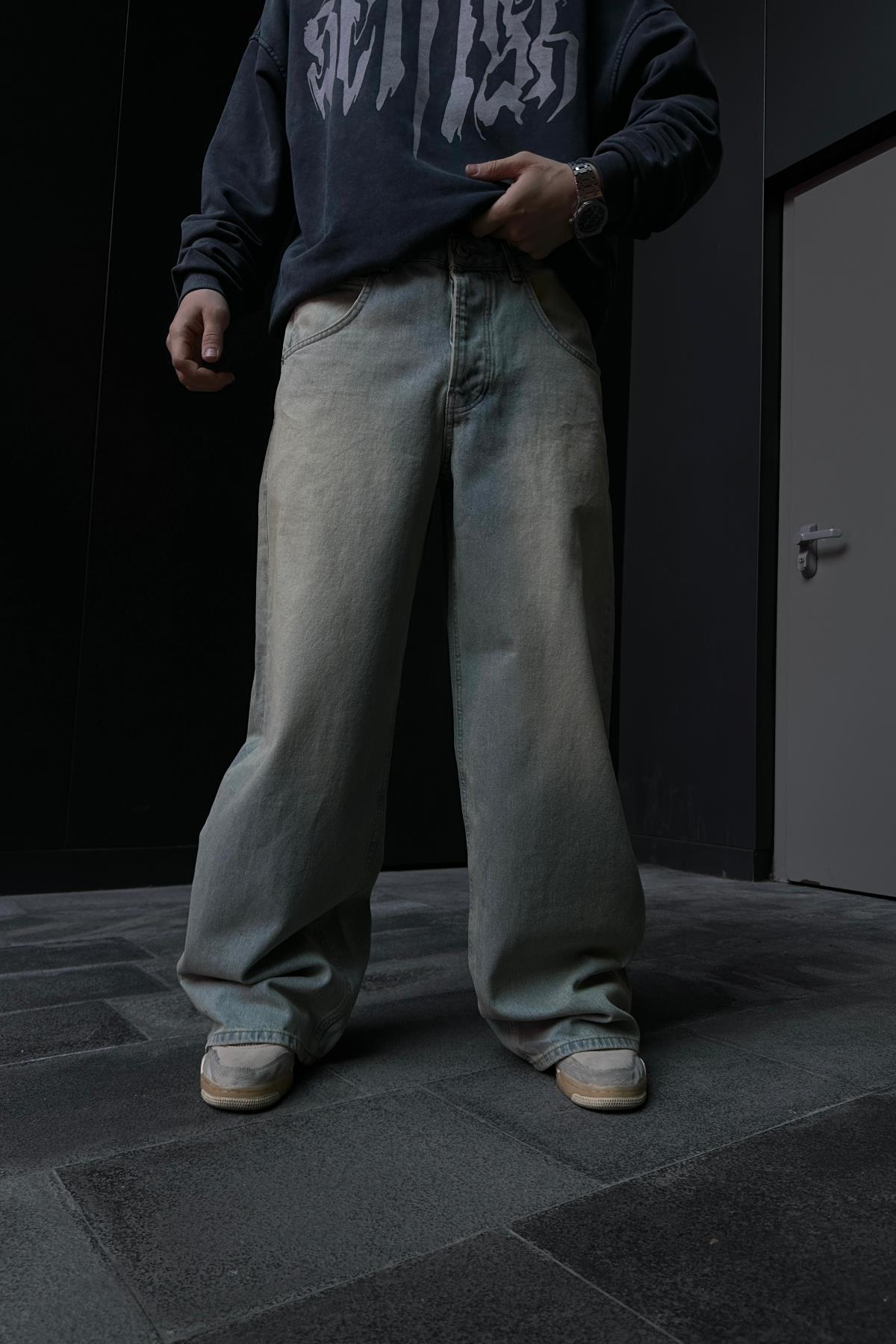 Yıkamalı Basic Baggy Jean Pantolon P850