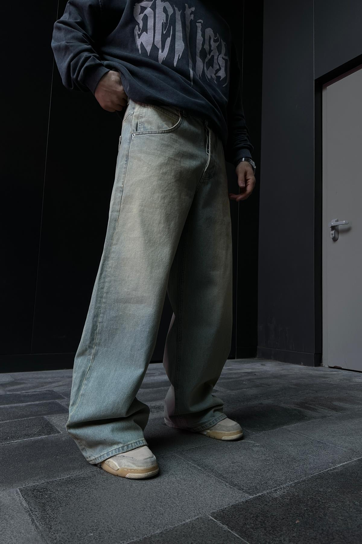 Yıkamalı Basic Baggy Jean Pantolon P850