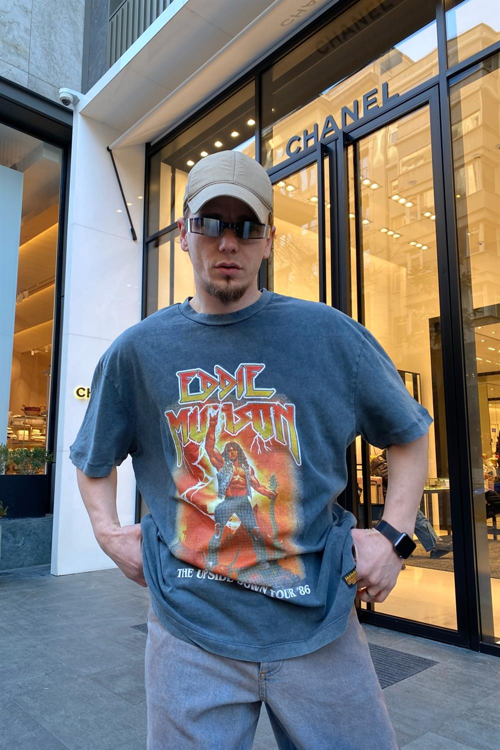 Yıkamalı  Baskılı Oversize Tshirt T519