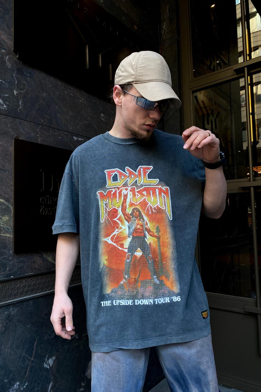 Yıkamalı  Baskılı Oversize Tshirt T519