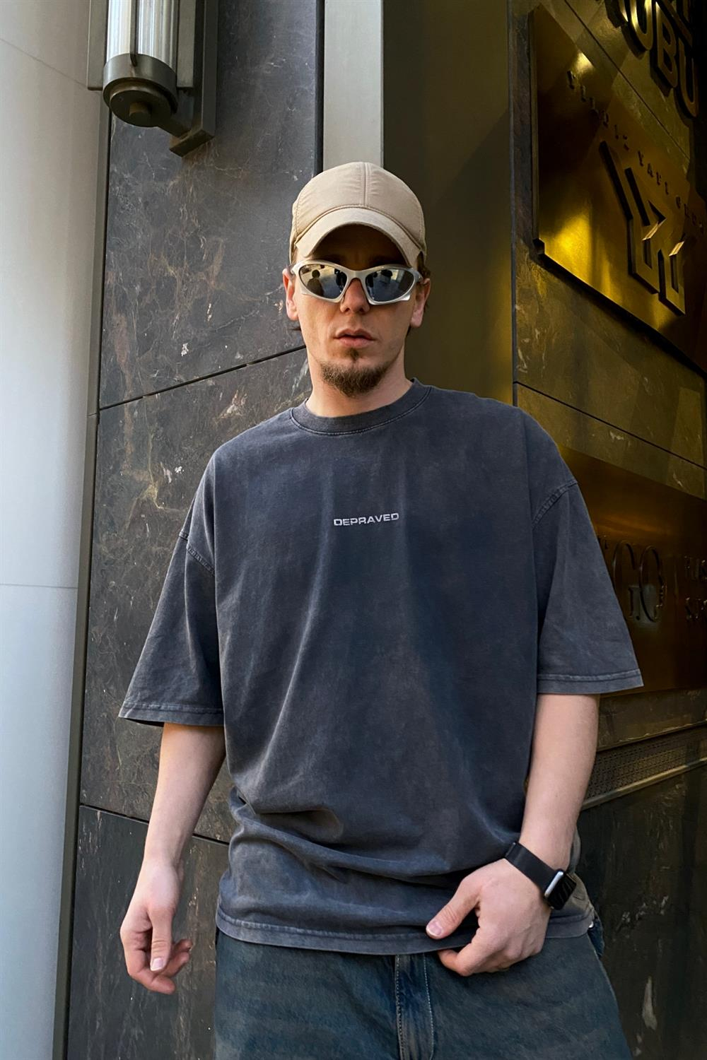 Yıkamalı  Baskılı Oversize Tshirt T531