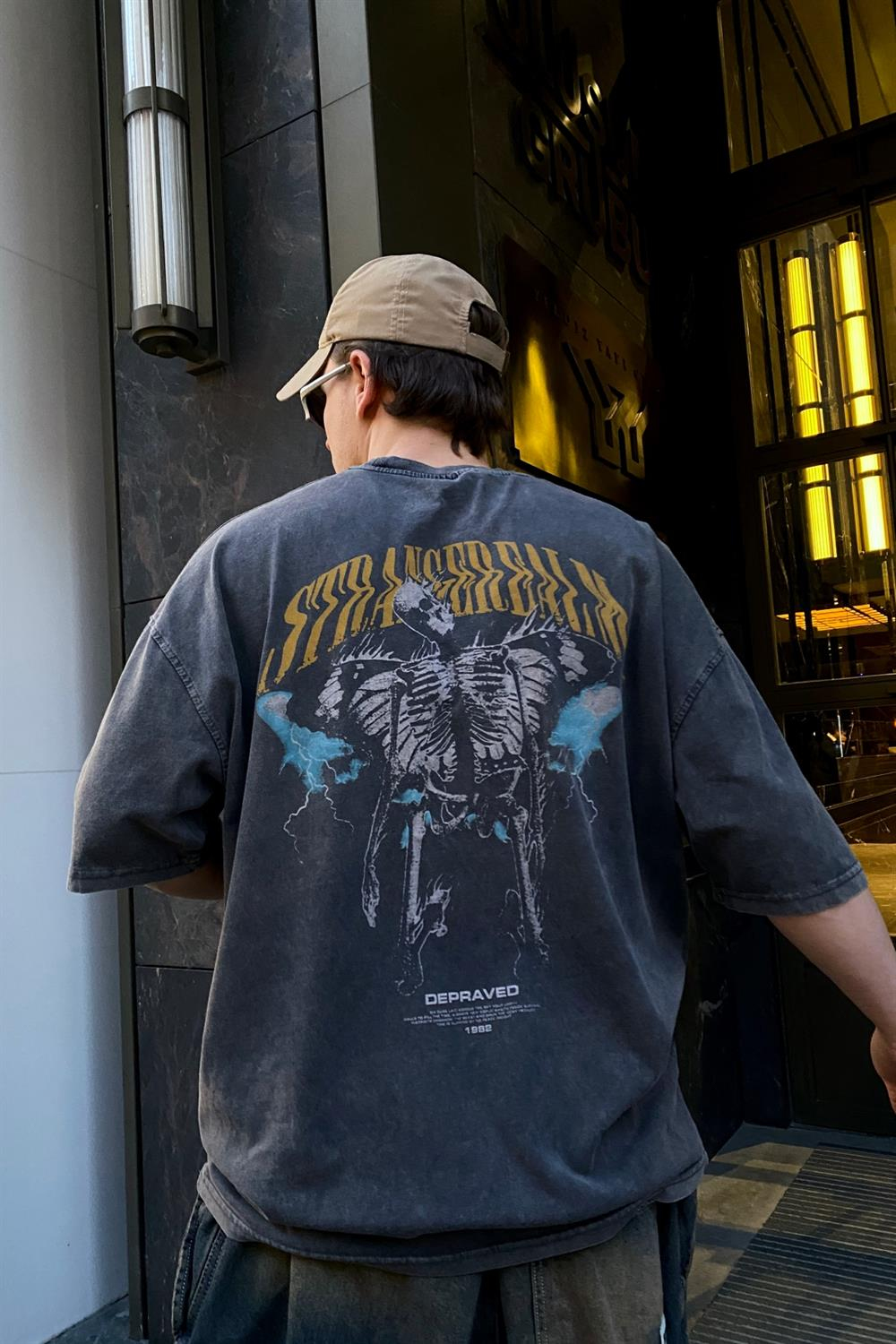 Yıkamalı  Baskılı Oversize Tshirt T531