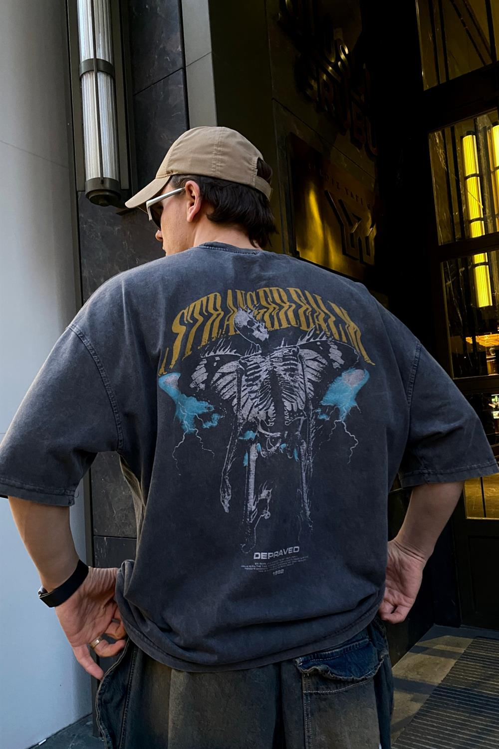 Yıkamalı  Baskılı Oversize Tshirt T531
