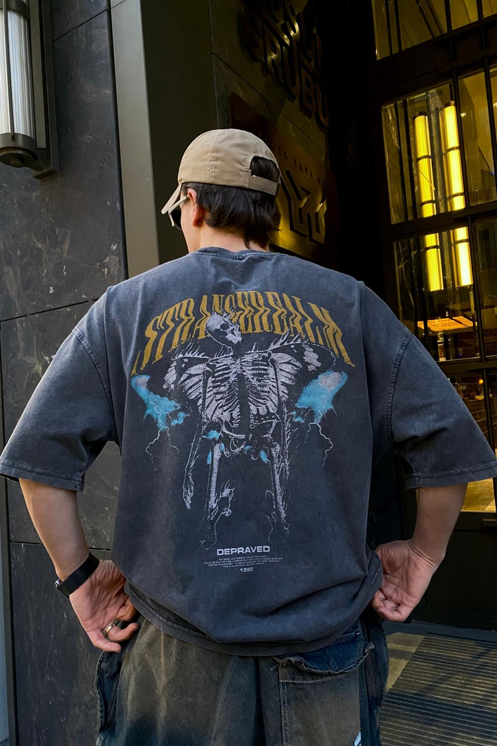 Yıkamalı  Baskılı Oversize Tshirt T531