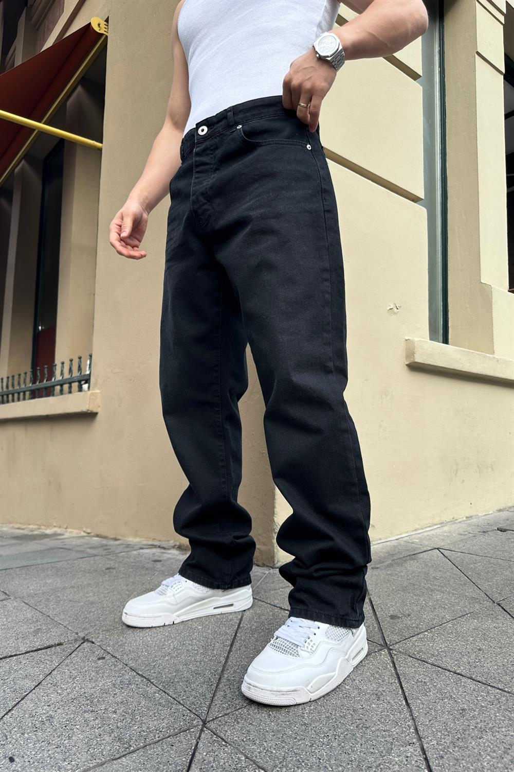 Yıkamalı Siyah Basic Jean Pantolon P786