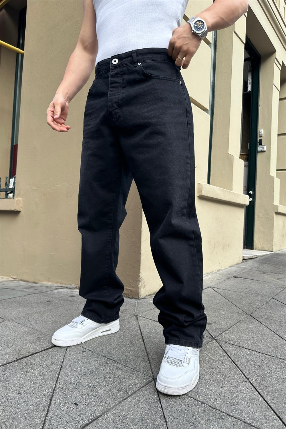 Yıkamalı Siyah Basic Jean Pantolon P786