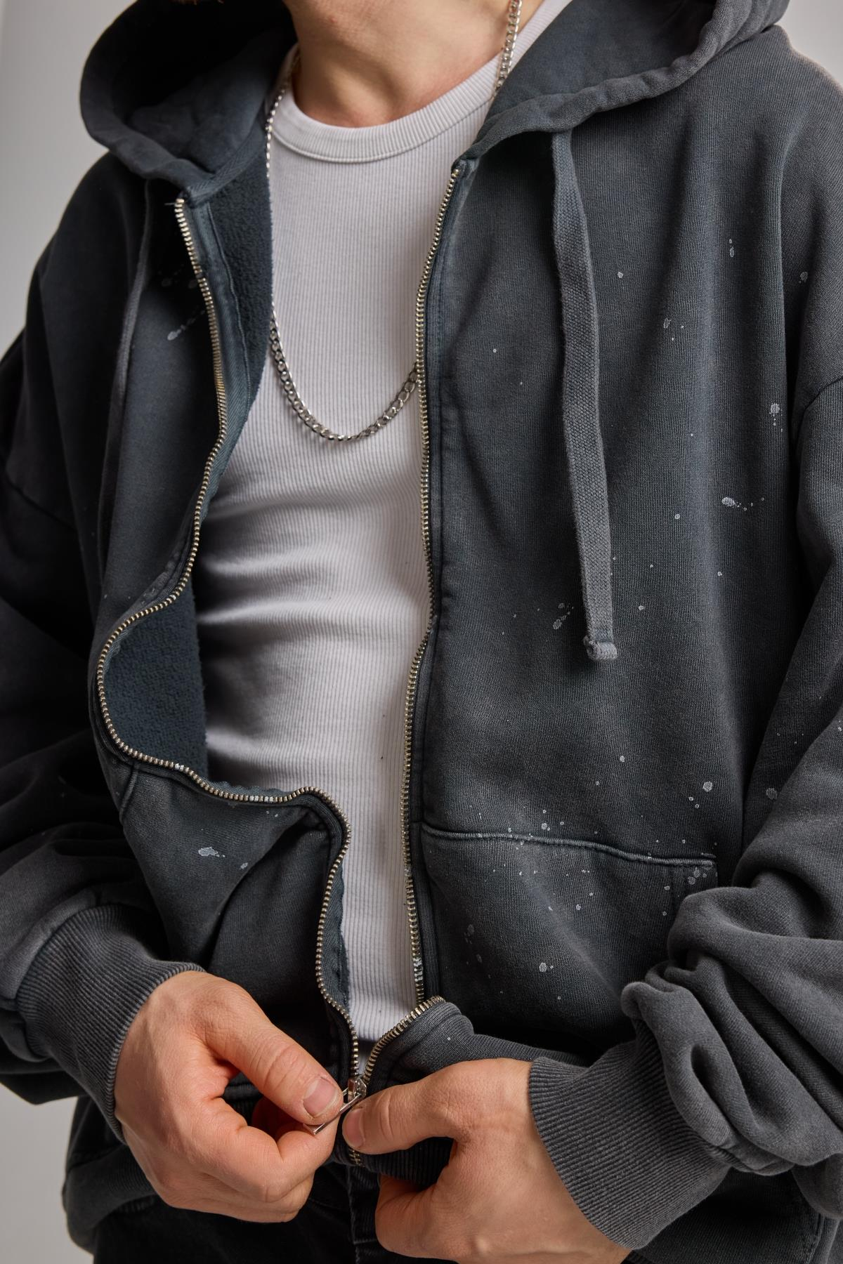 Yıkamalı Siyah Sweat K703