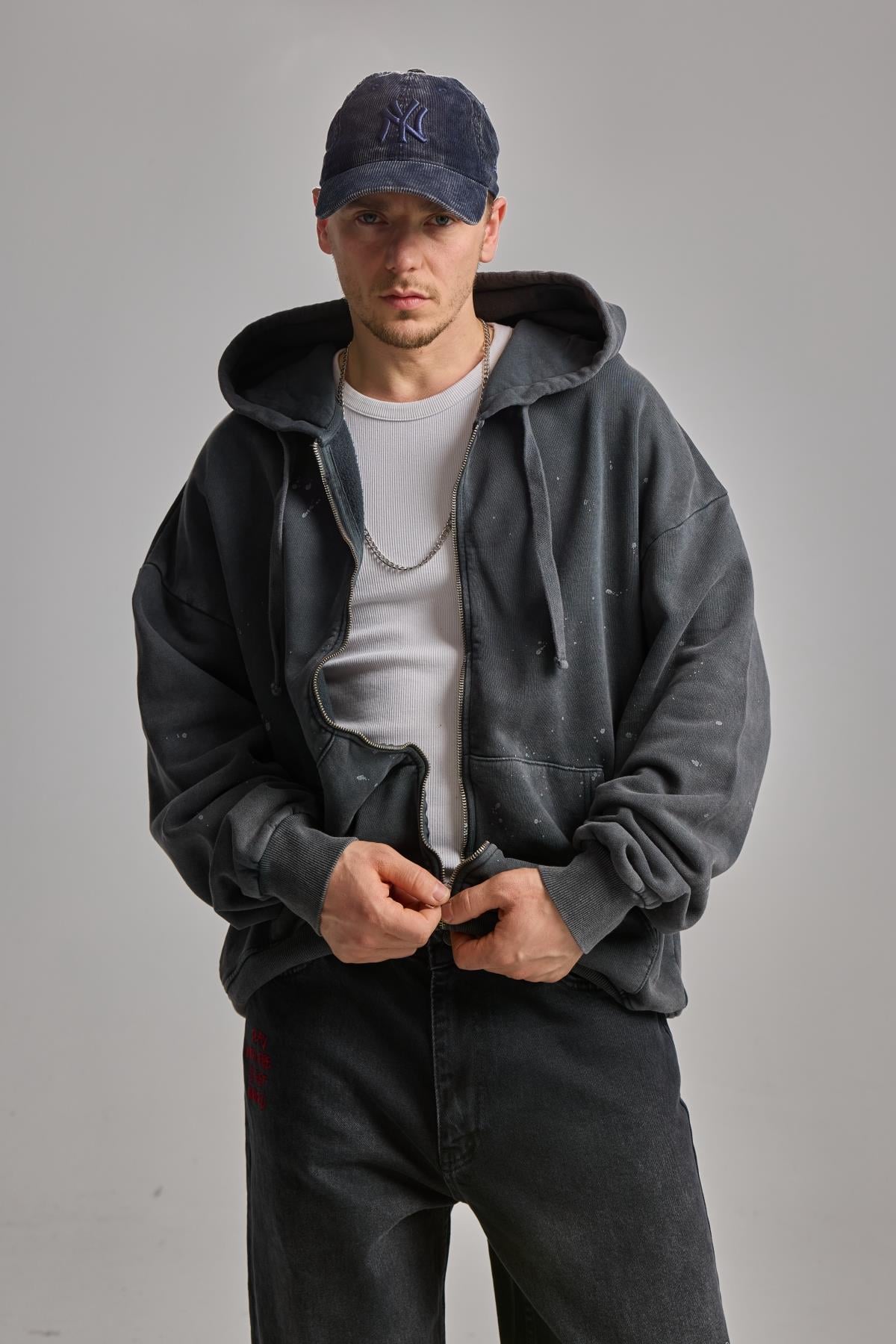 Yıkamalı Siyah Sweat K703