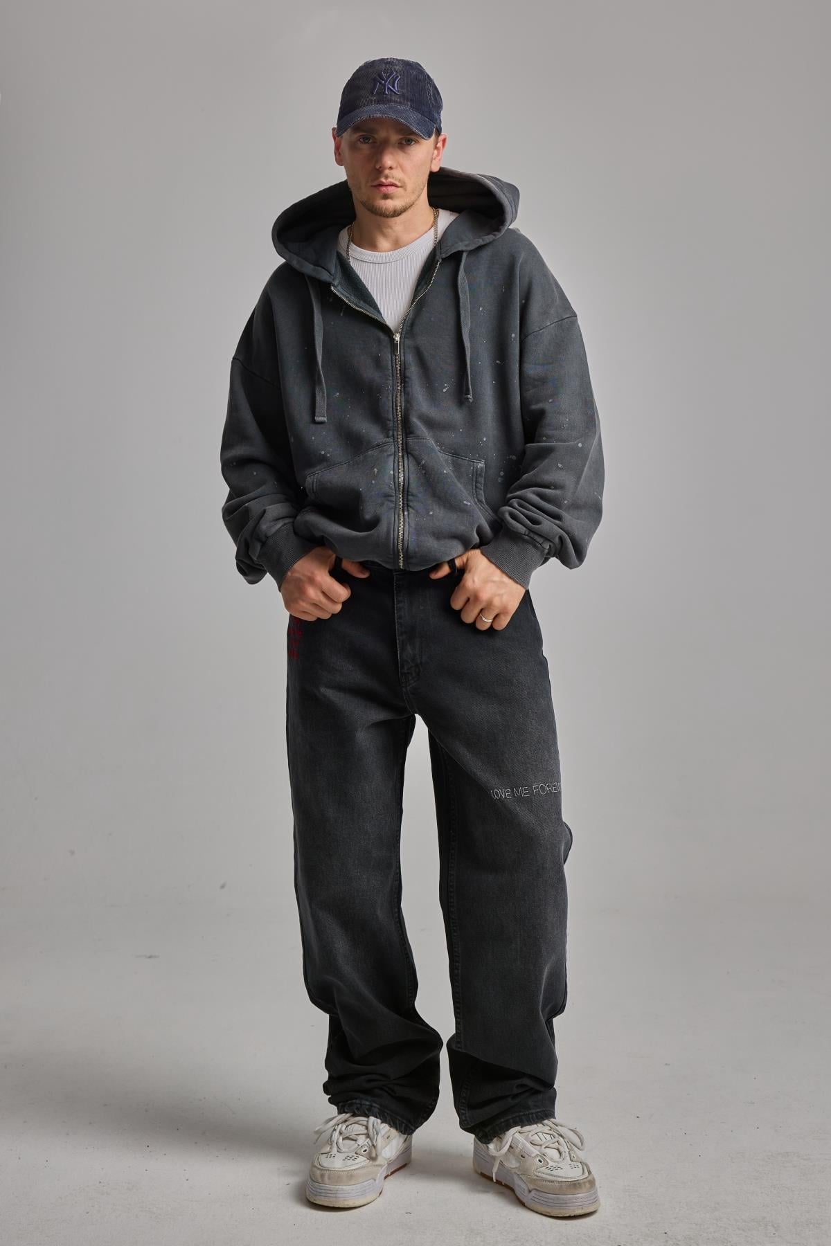 Yıkamalı Siyah Sweat K703