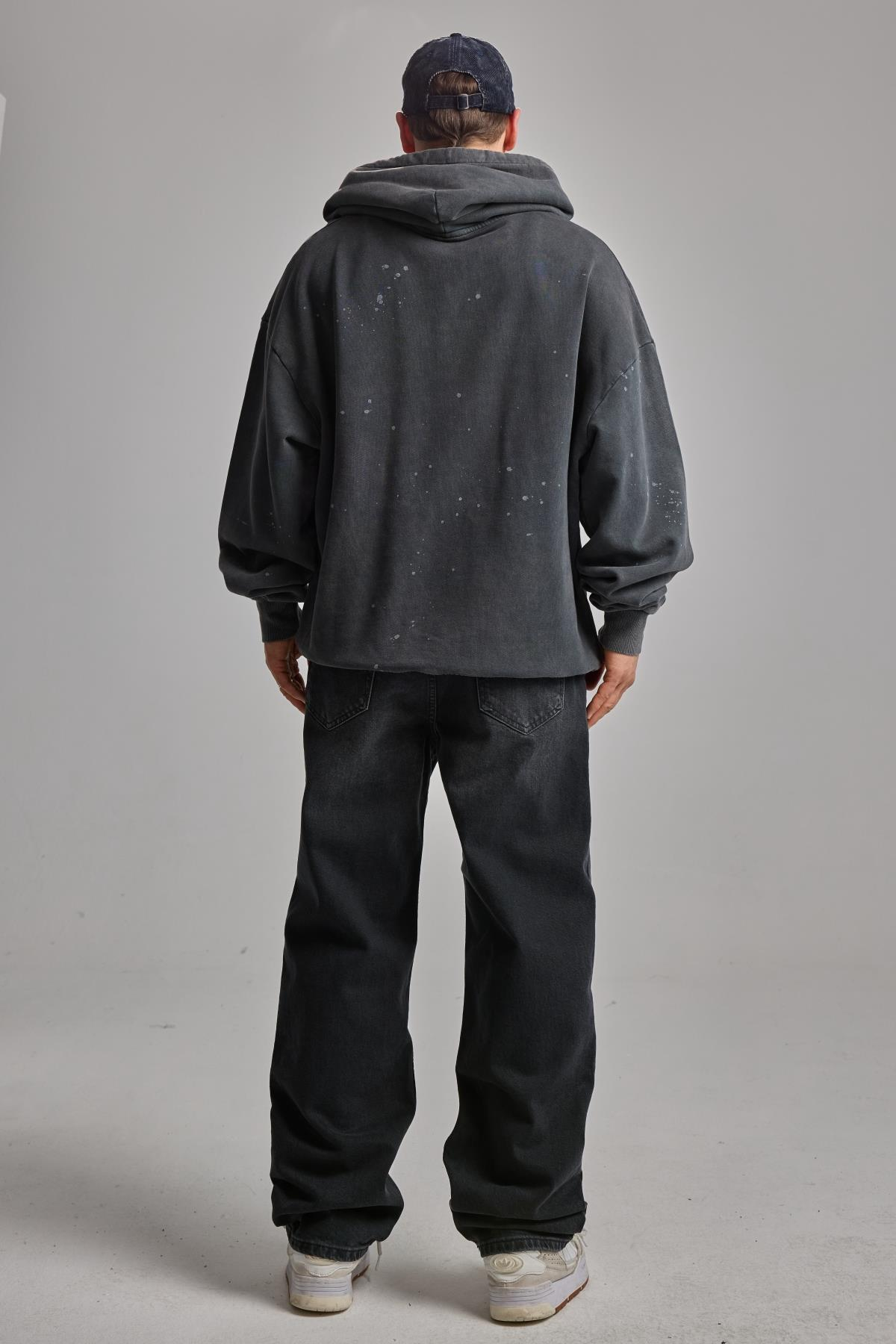 Yıkamalı Siyah Sweat K703