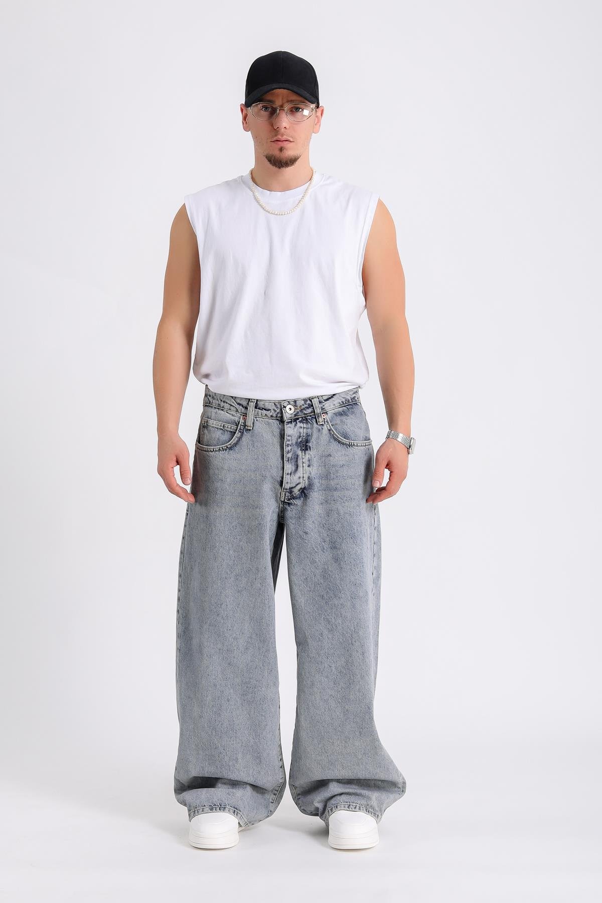 Yıkamalı Super Baggy Jean Pantolon P1014