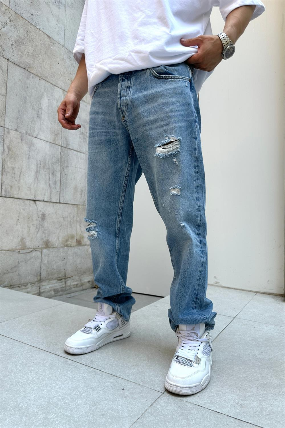 Yırtık Detay FSBN Loose Fit Jean Pantolon P695