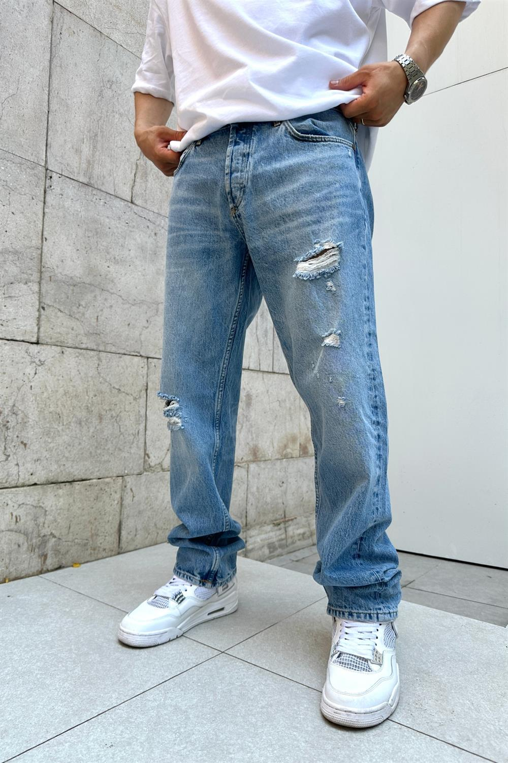 Yırtık Detay FSBN Loose Fit Jean Pantolon P695