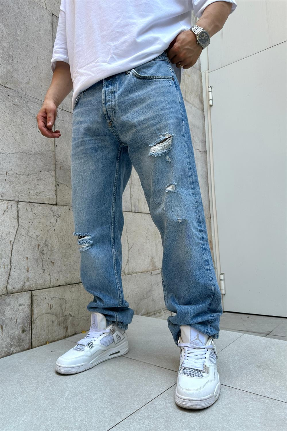 Yırtık Detay FSBN Loose Fit Jean Pantolon P695