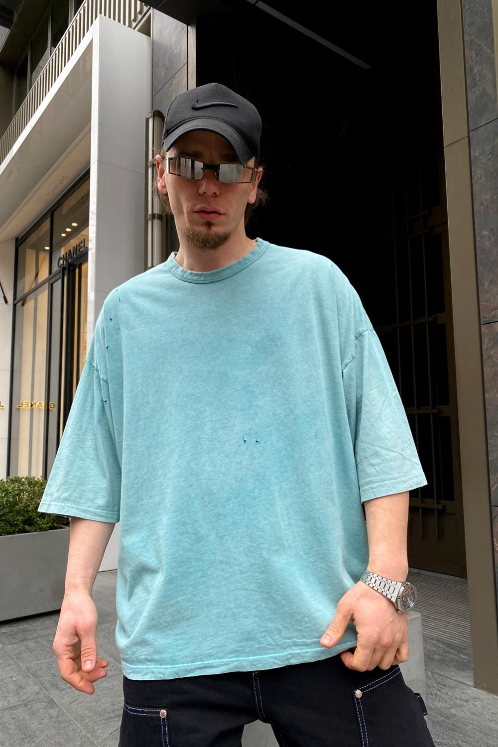 Yırtık Detay Oversize Tshirt T561