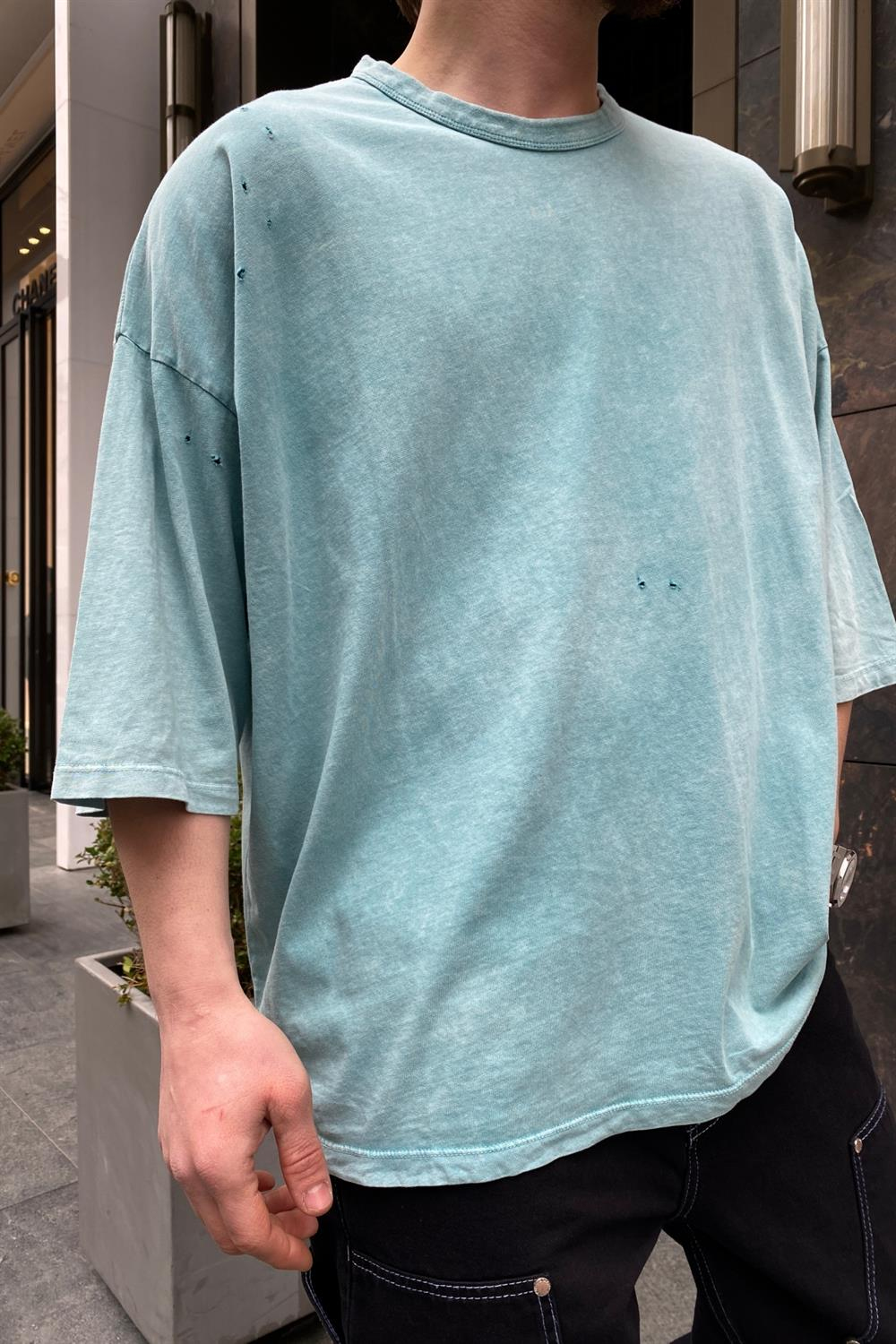 Yırtık Detay Oversize Tshirt T561