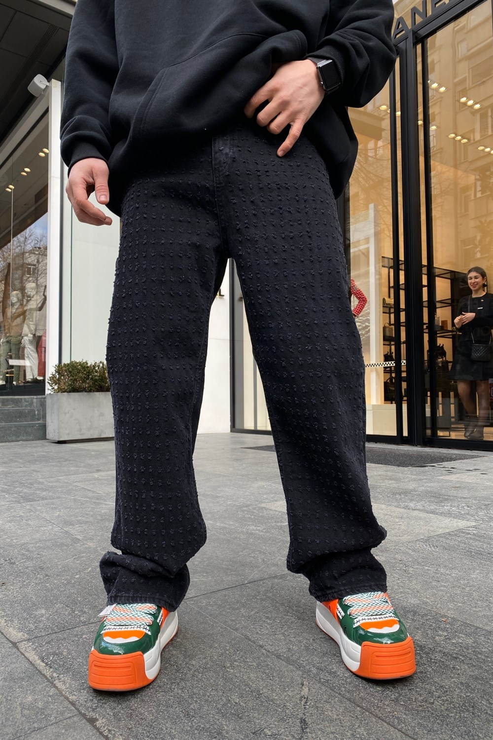 Yırtık Detay Siyah Jean P554