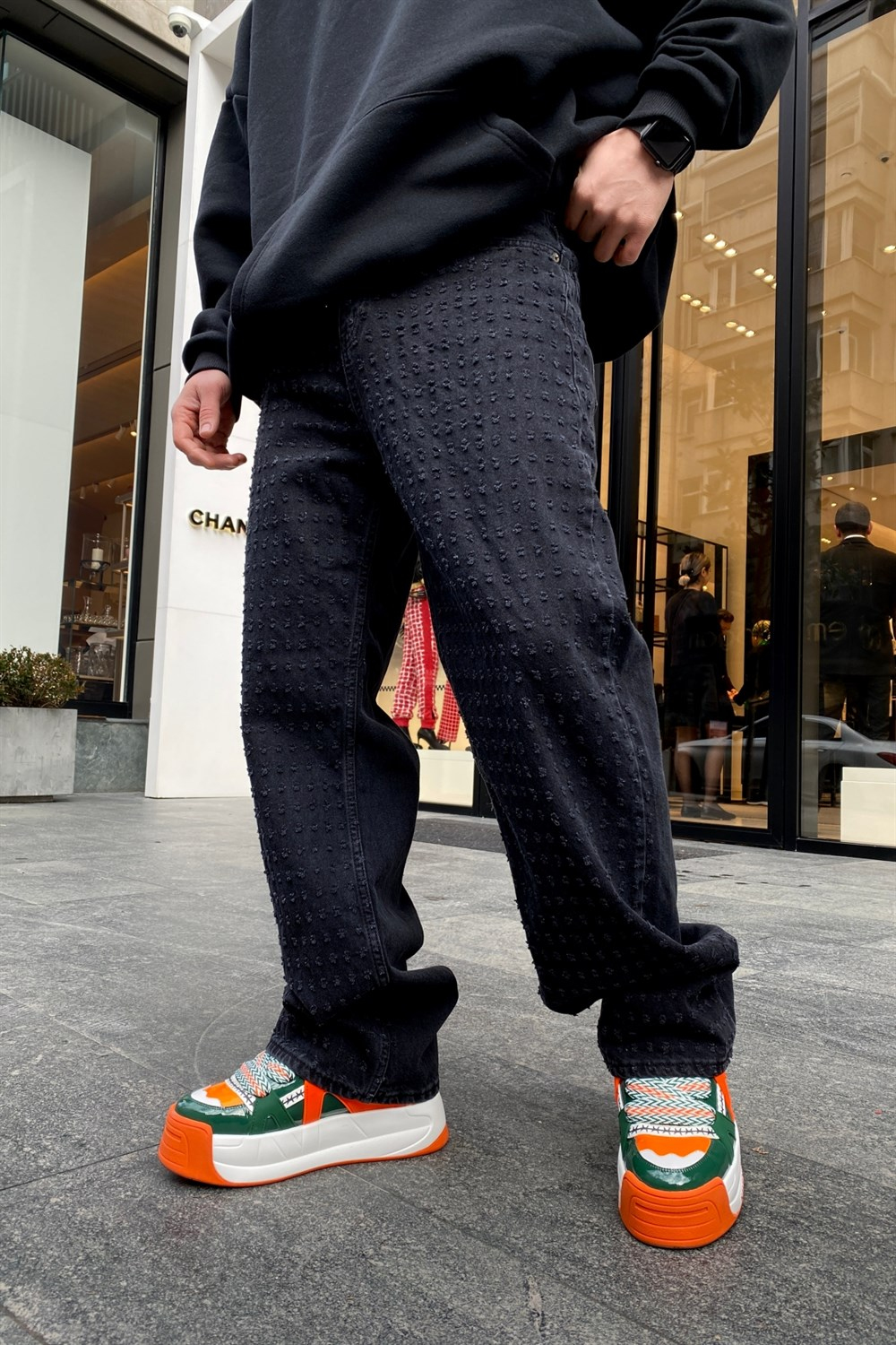 Yırtık Detay Siyah Jean P554