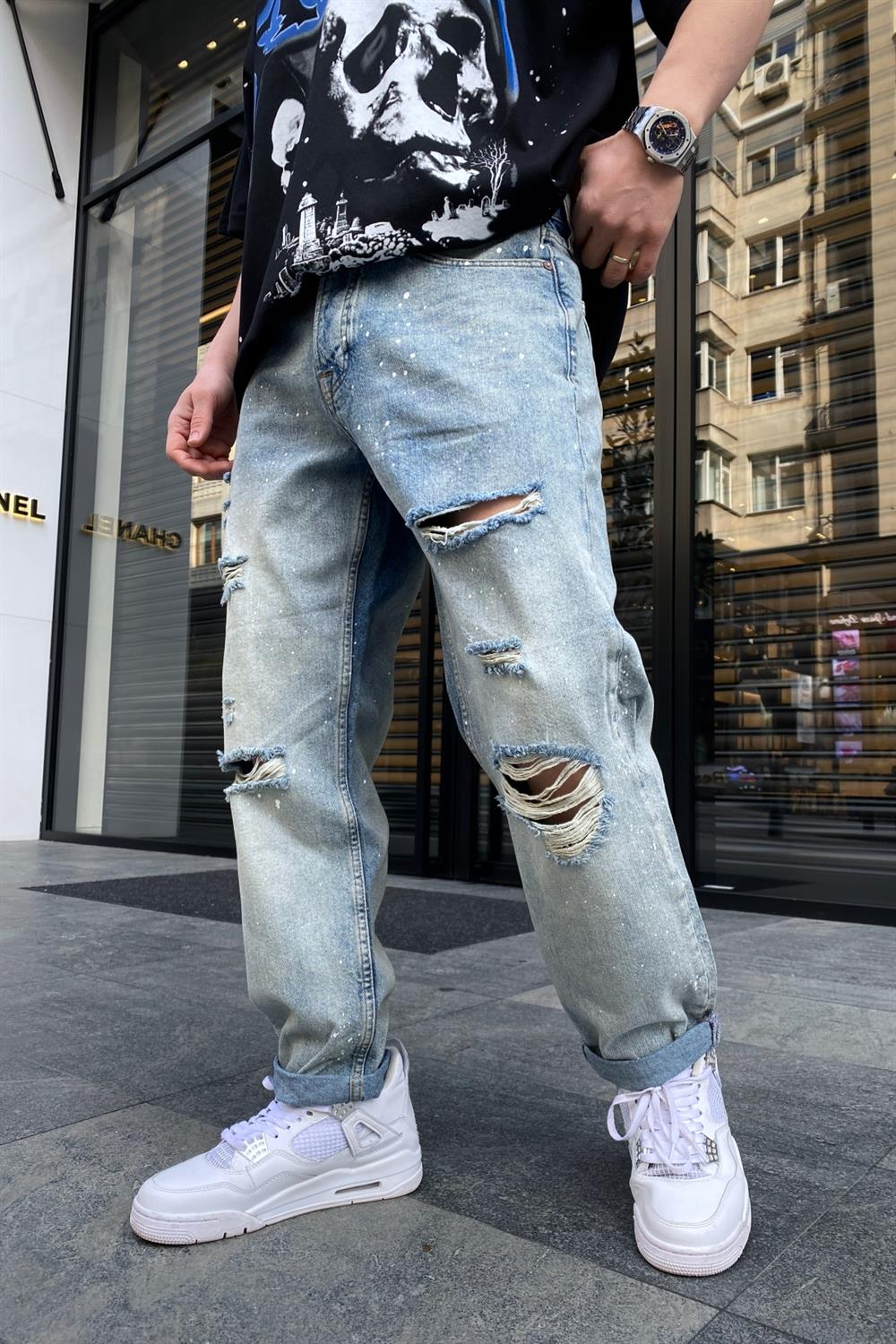 Yırtık Diz Yıkamalı Jean Pantolon P600