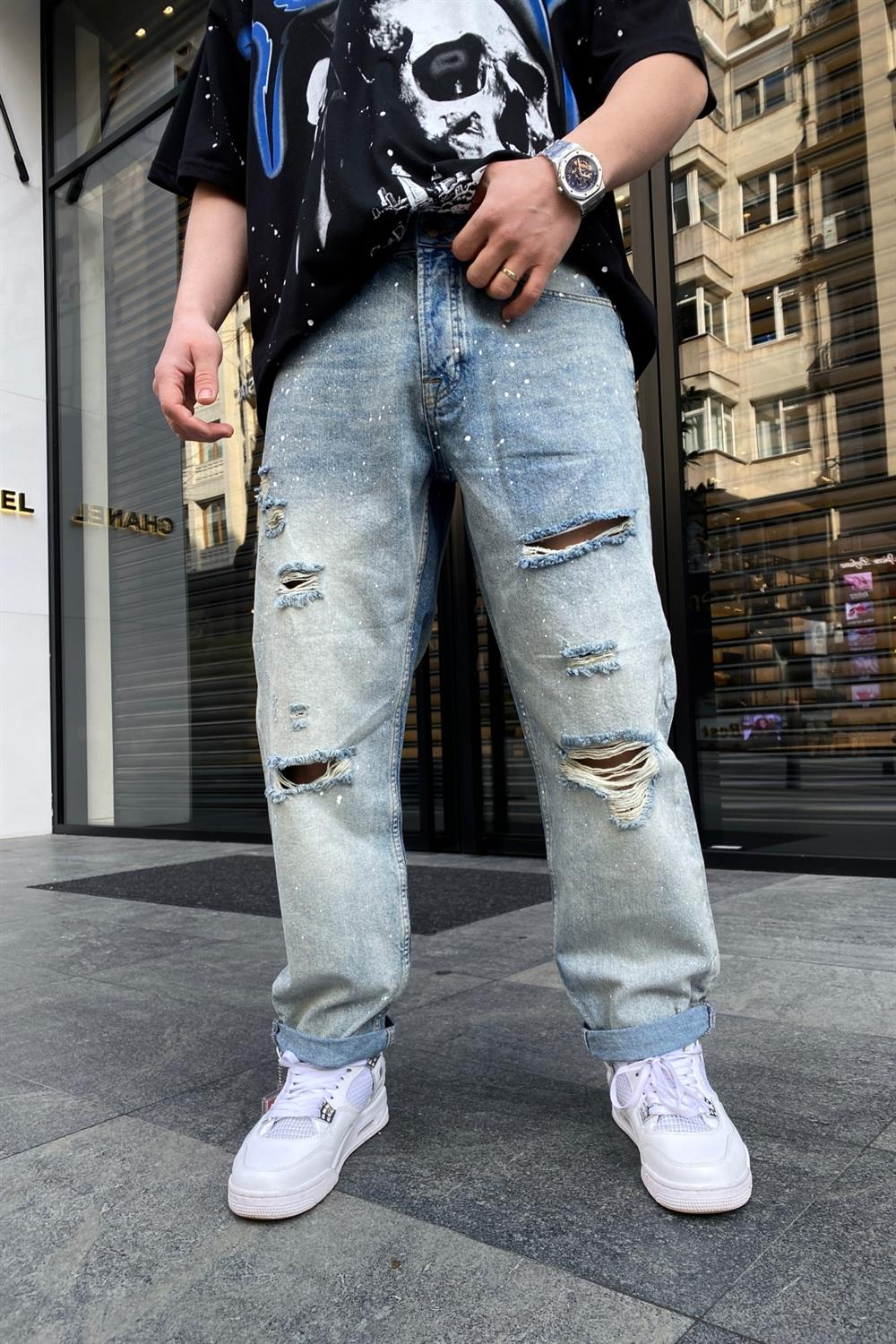 Yırtık Diz Yıkamalı Jean Pantolon P600