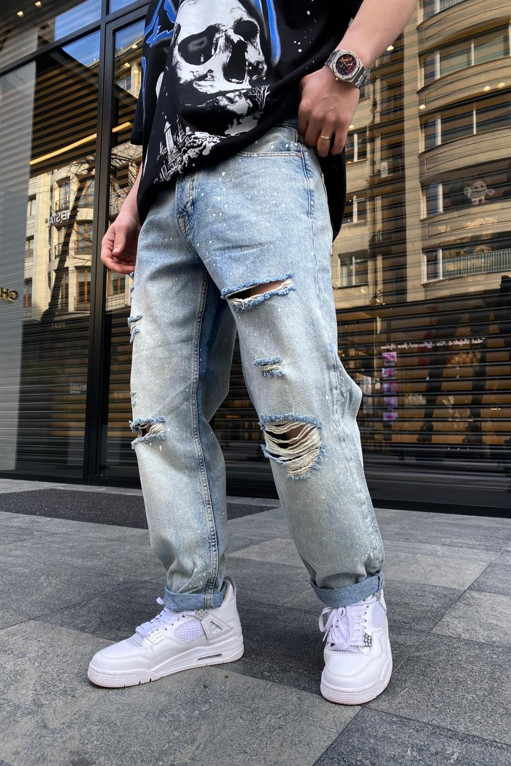 Yırtık Diz Yıkamalı Jean Pantolon P600