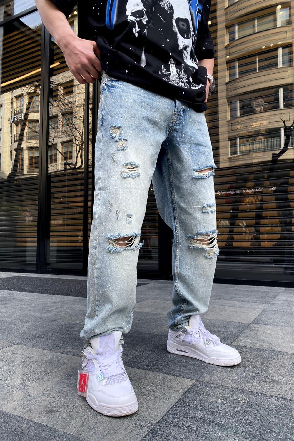 Yırtık Diz Yıkamalı Jean Pantolon P600