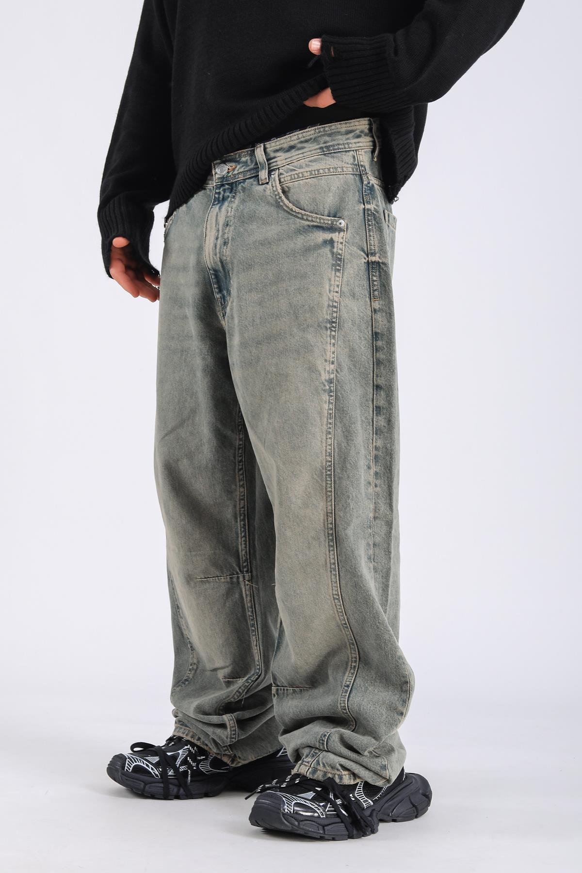 Zr Acid Wash Pens Detay Baggy Jean Pantolon P1112