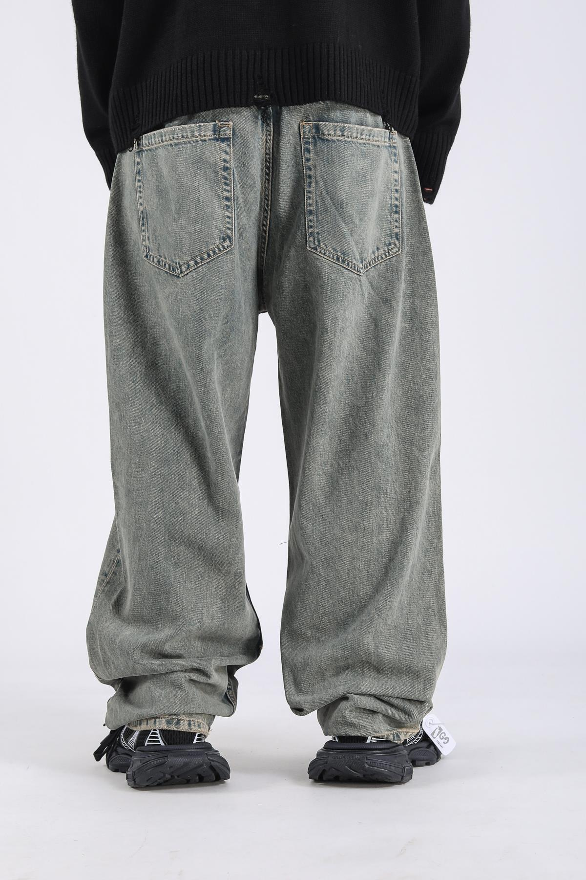 Zr Acid Wash Pens Detay Baggy Jean Pantolon P1112