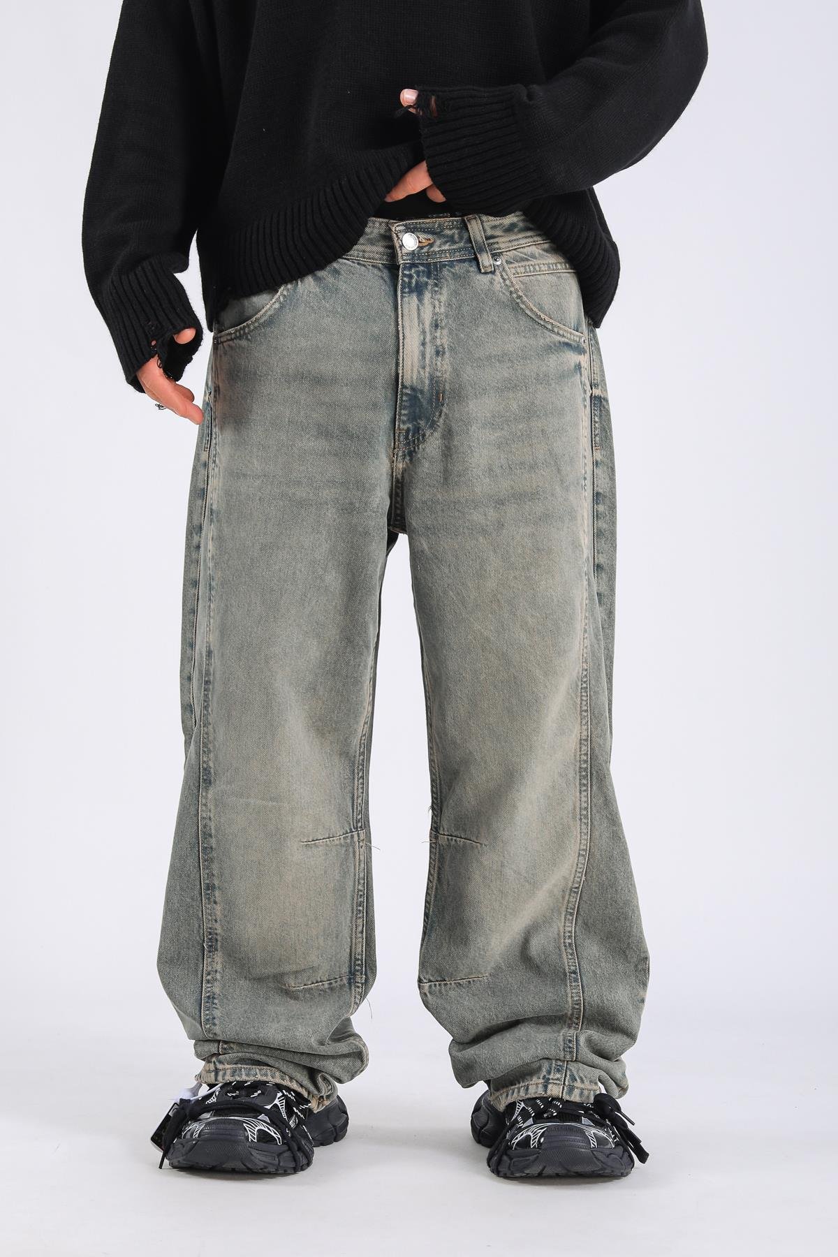 Zr Acid Wash Pens Detay Baggy Jean Pantolon P1112