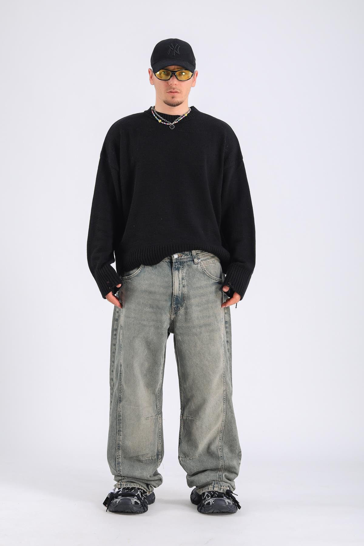 Zr Acid Wash Pens Detay Baggy Jean Pantolon P1112