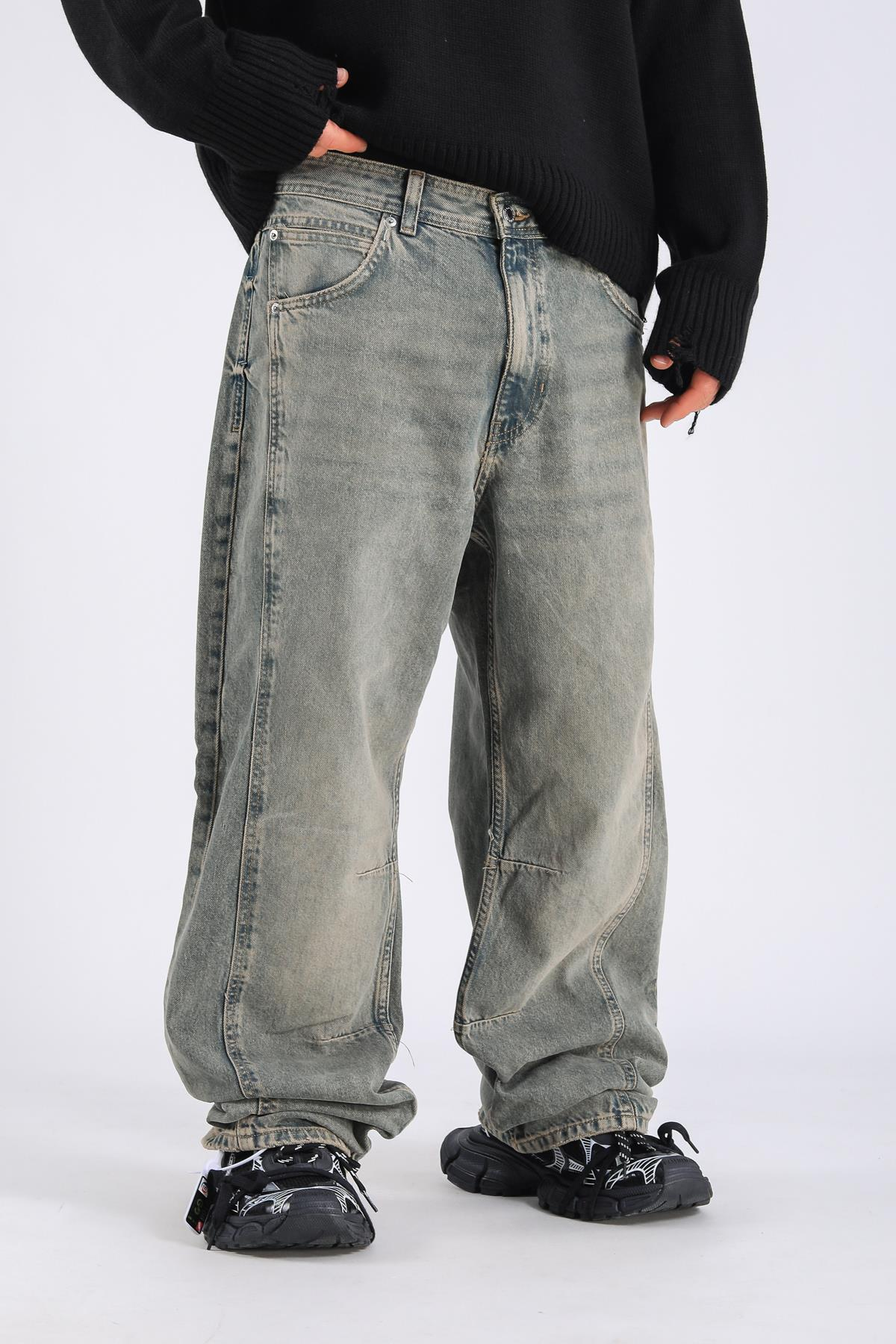 Zr Acid Wash Pens Detay Baggy Jean Pantolon P1112