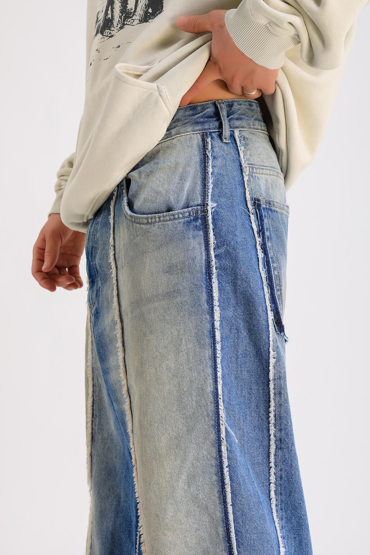 Zr Acid Wash Şerit Detay Baggy Jean P1051