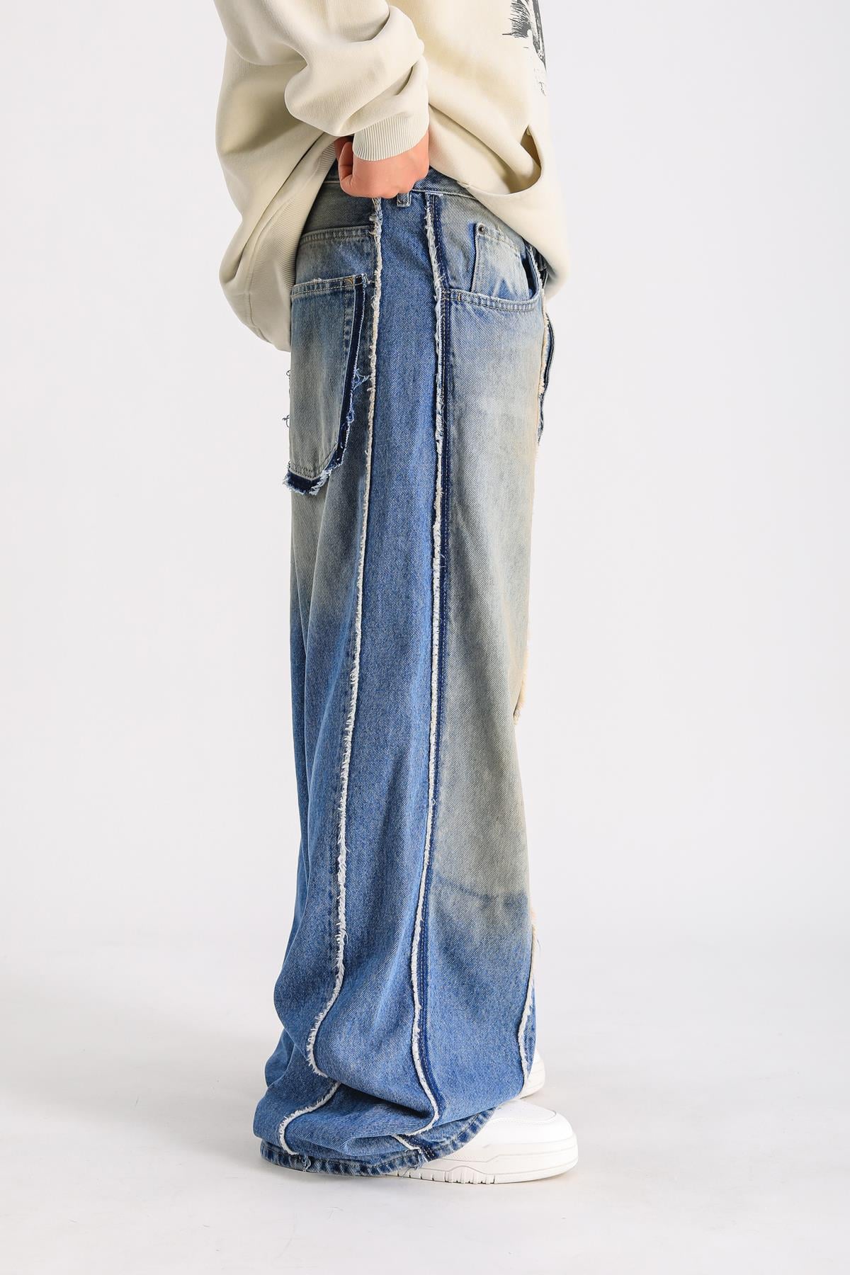 Zr Acid Wash Şerit Detay Baggy Jean P1051