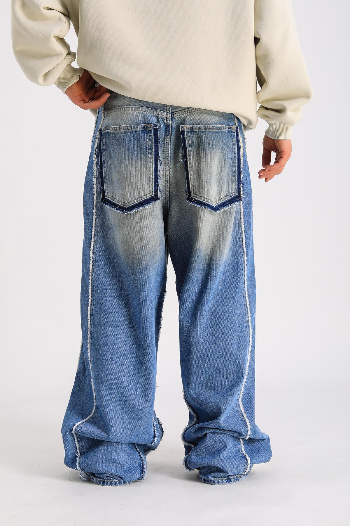 Zr Acid Wash Şerit Detay Baggy Jean P1051