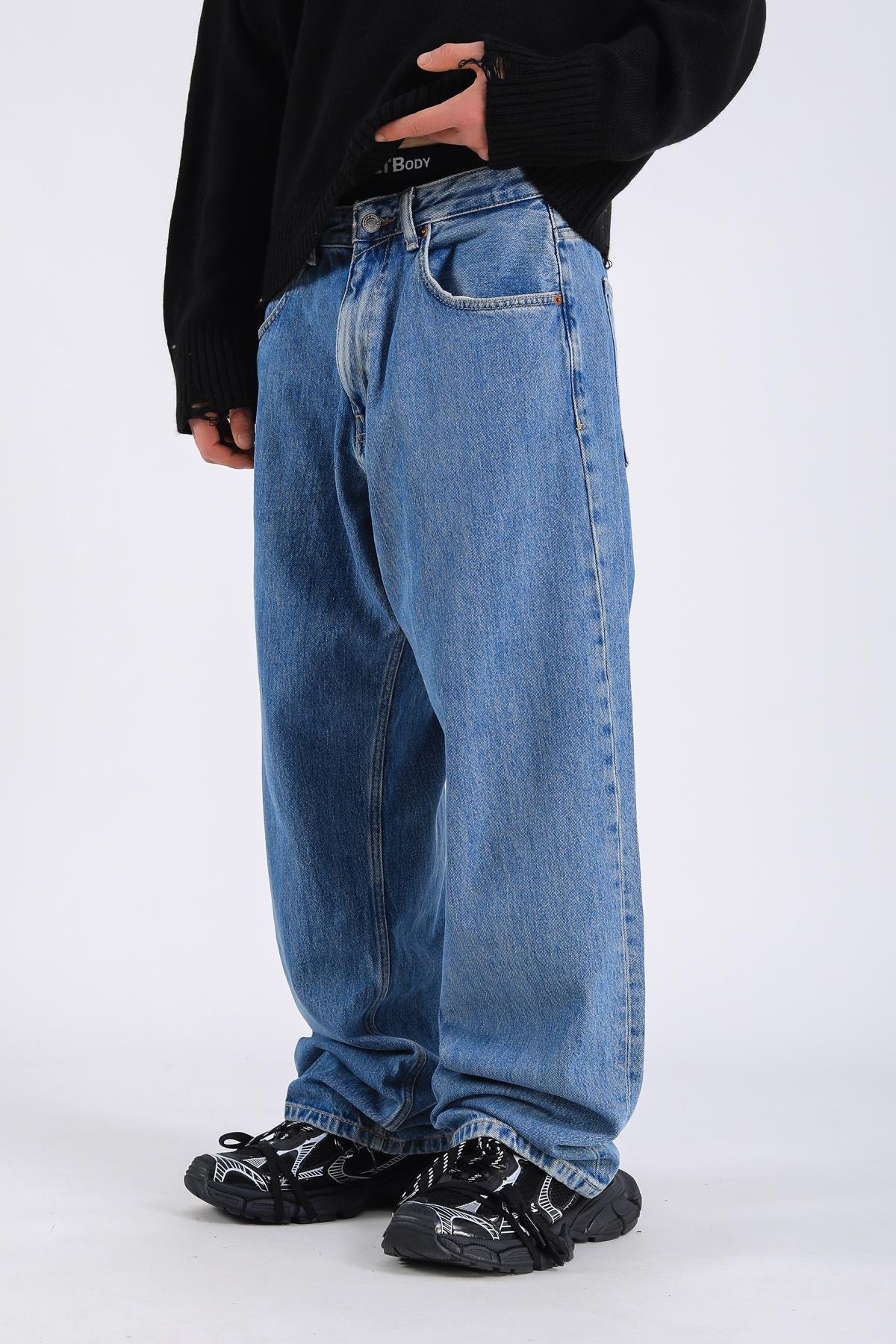 Zr Basic Mavi Baggy Jean Pantolon P1117