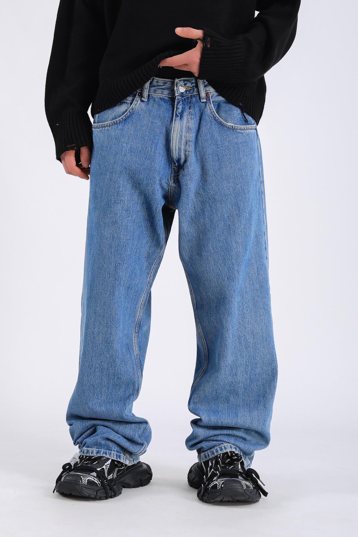 Zr Basic Mavi Baggy Jean Pantolon P1117