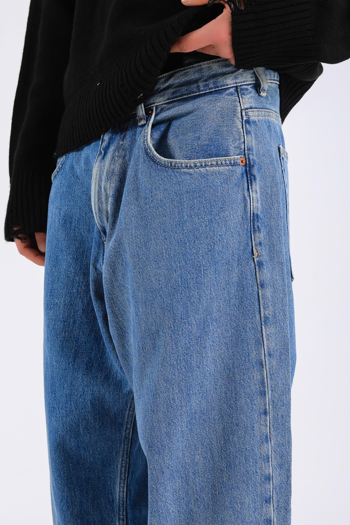 Zr Basic Mavi Baggy Jean Pantolon P1117