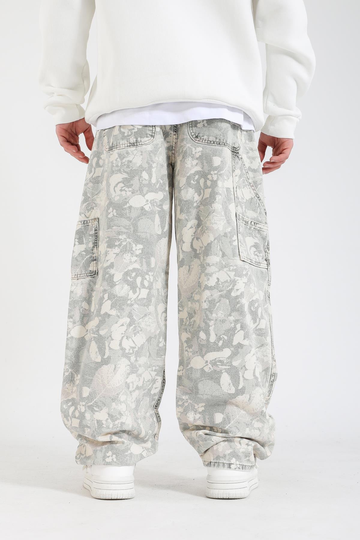 Zr Desenli Blok Detay Baggy Jean Pantolon P1142