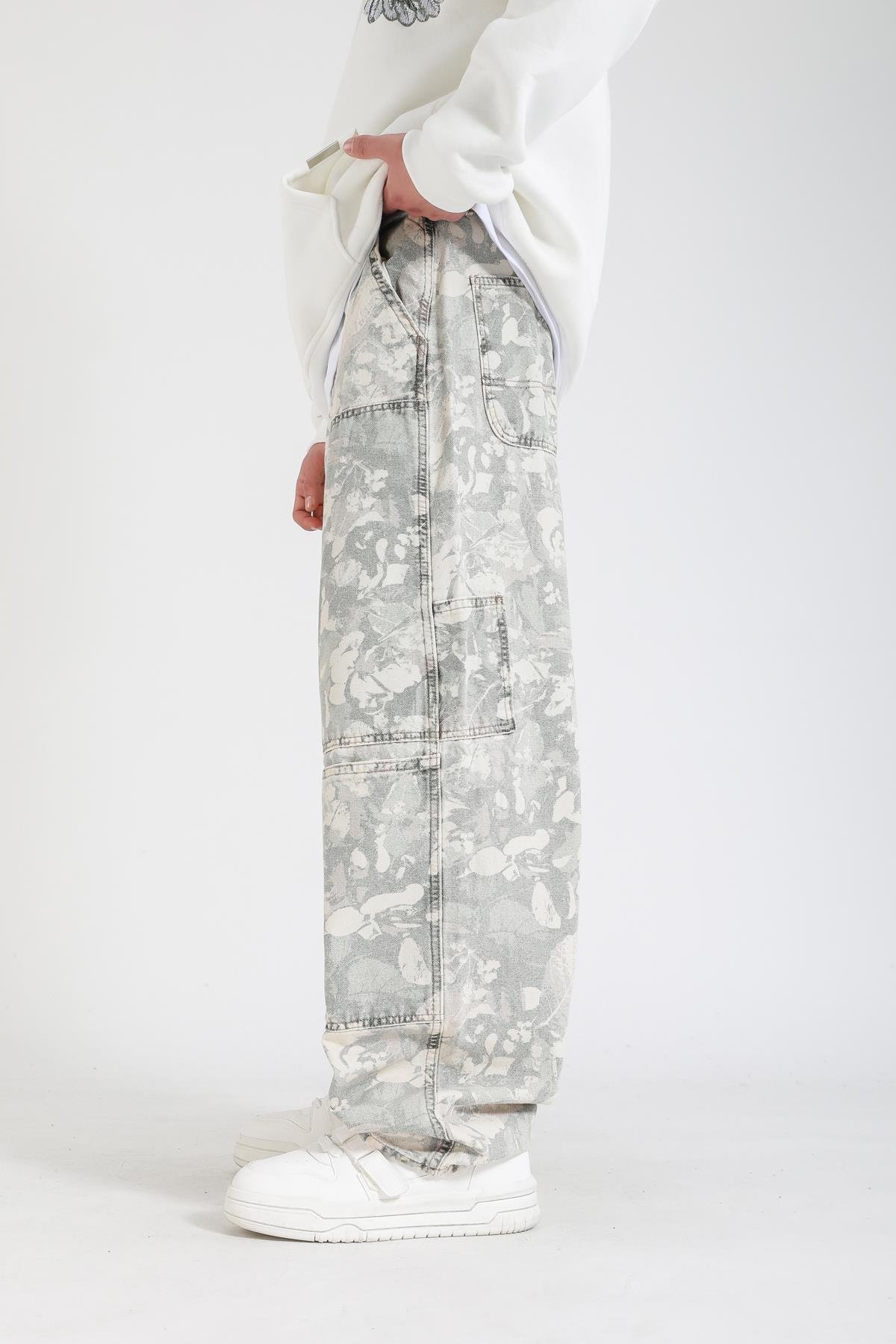 Zr Desenli Blok Detay Baggy Jean Pantolon P1142