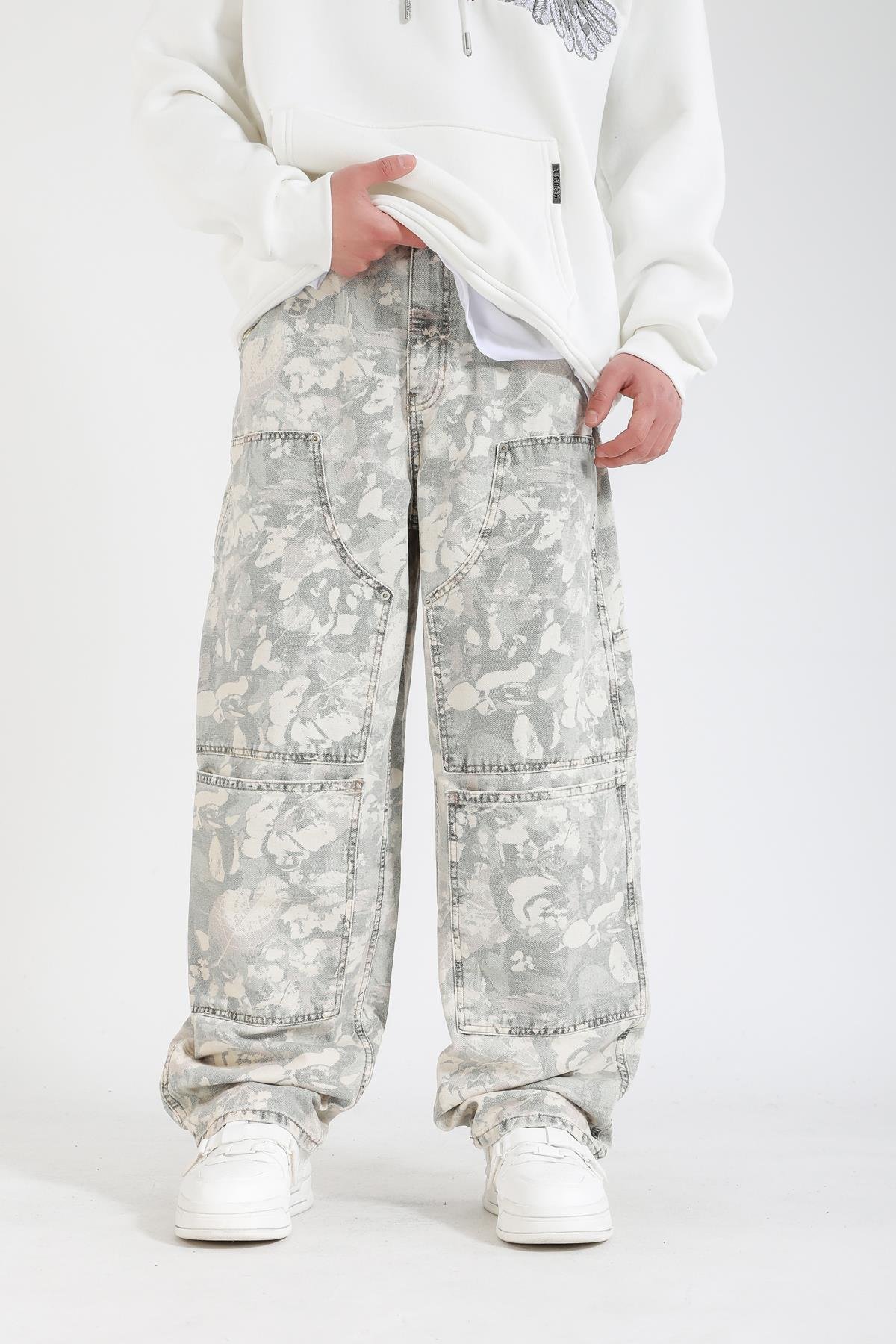 Zr Desenli Blok Detay Baggy Jean Pantolon P1142