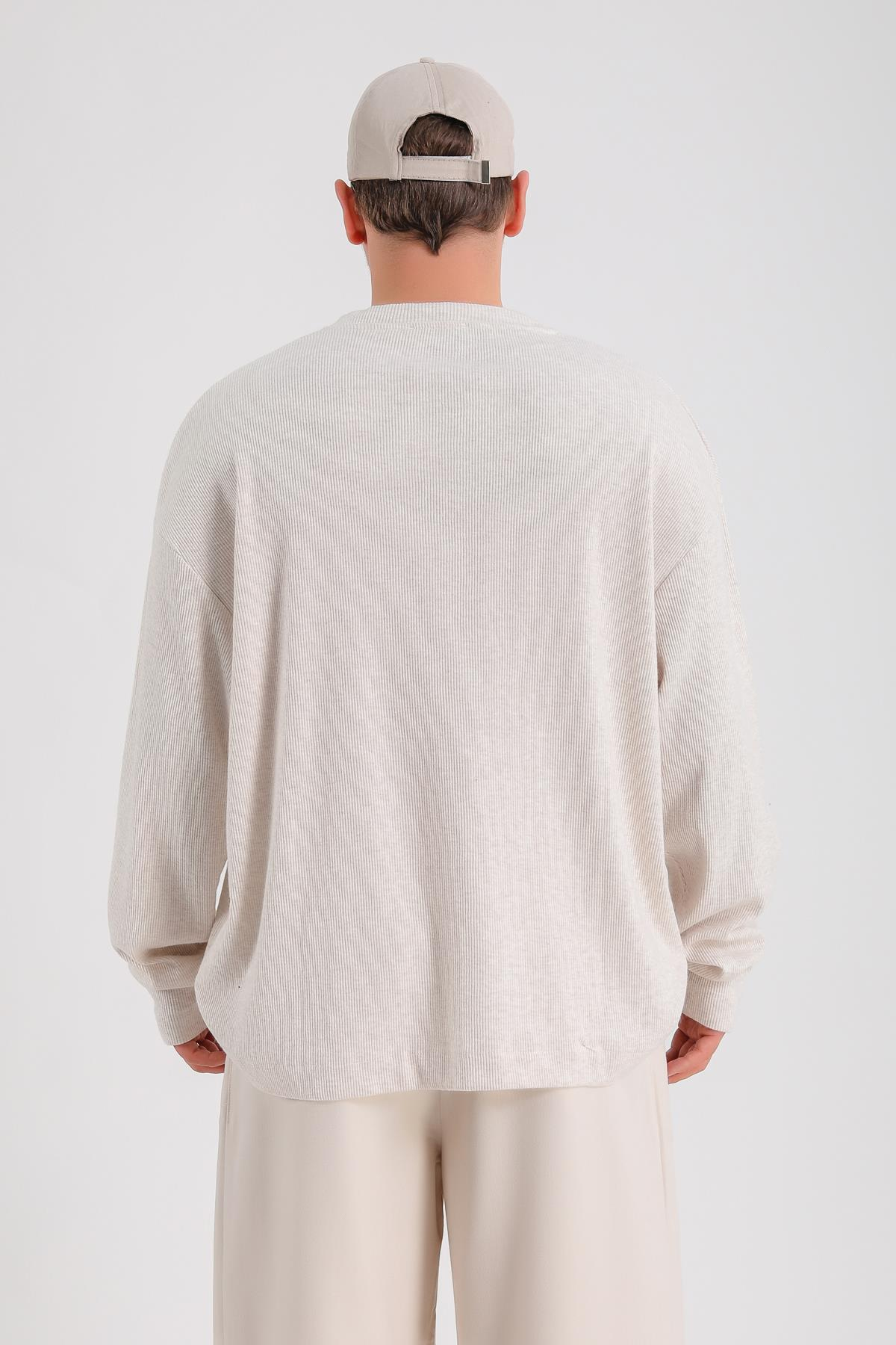 Zr Fitilli Kumaş Krem Oversize Sweatshirt SW1201