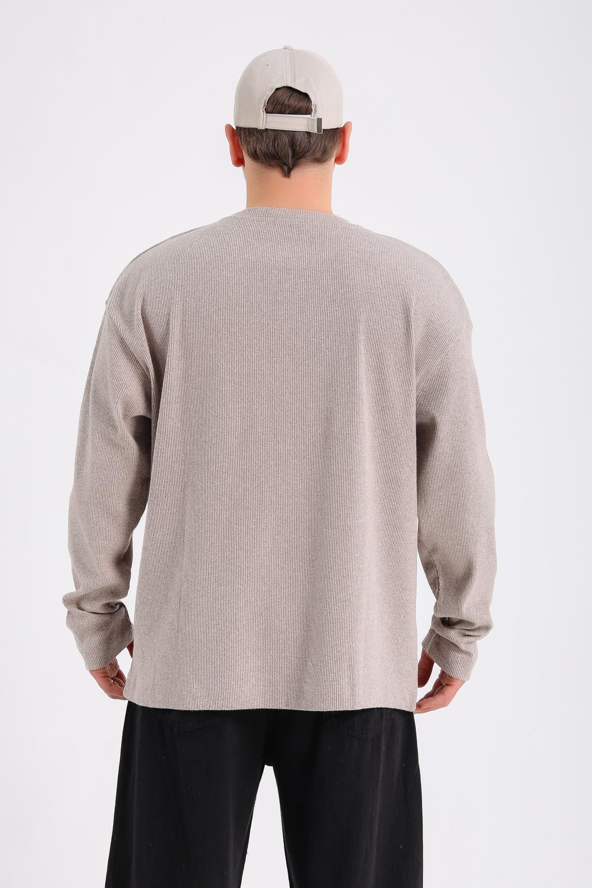 Zr Fitilli Kumaş Nude Oversize Sweatshirt SW1199