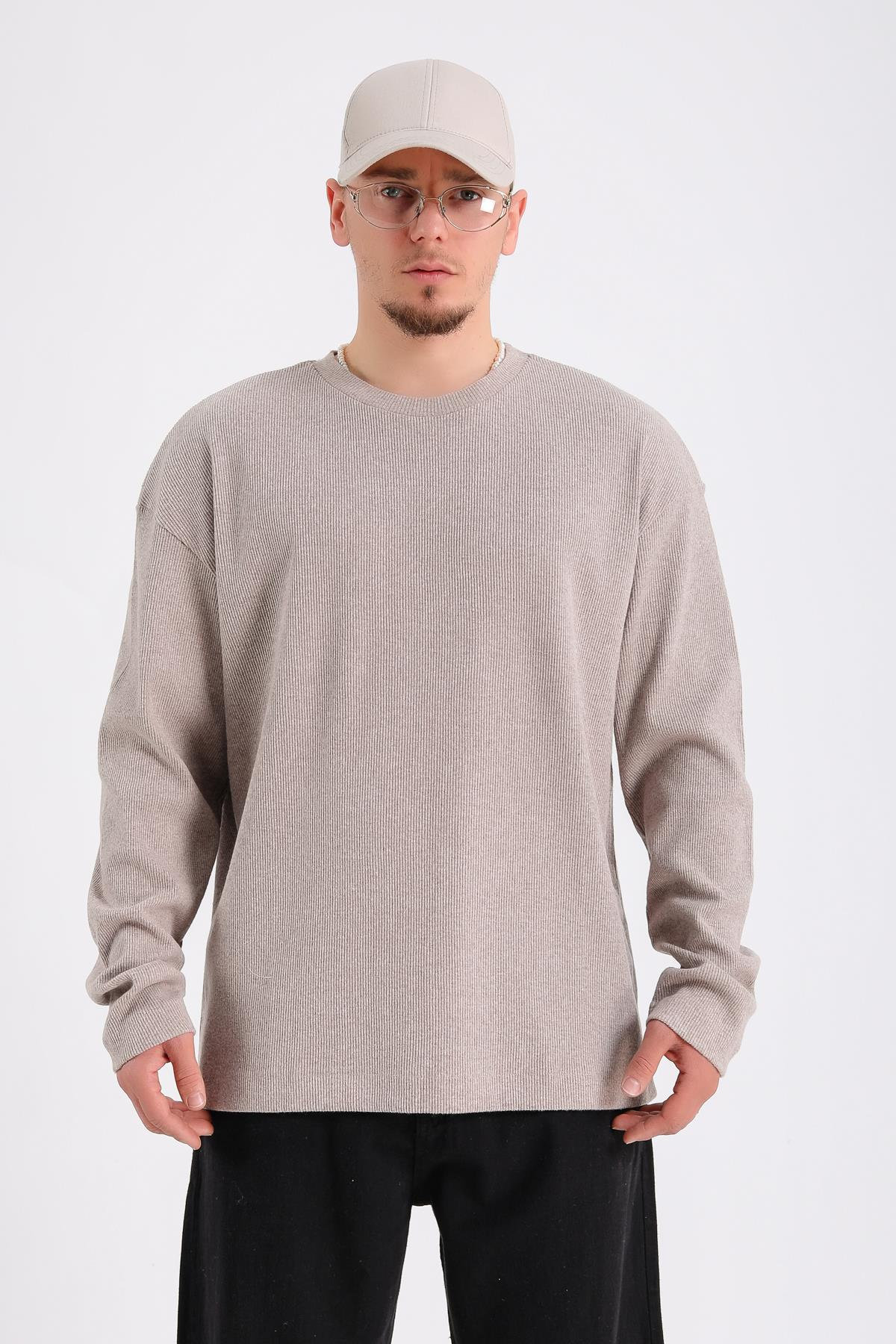 Zr Fitilli Kumaş Nude Oversize Sweatshirt SW1199