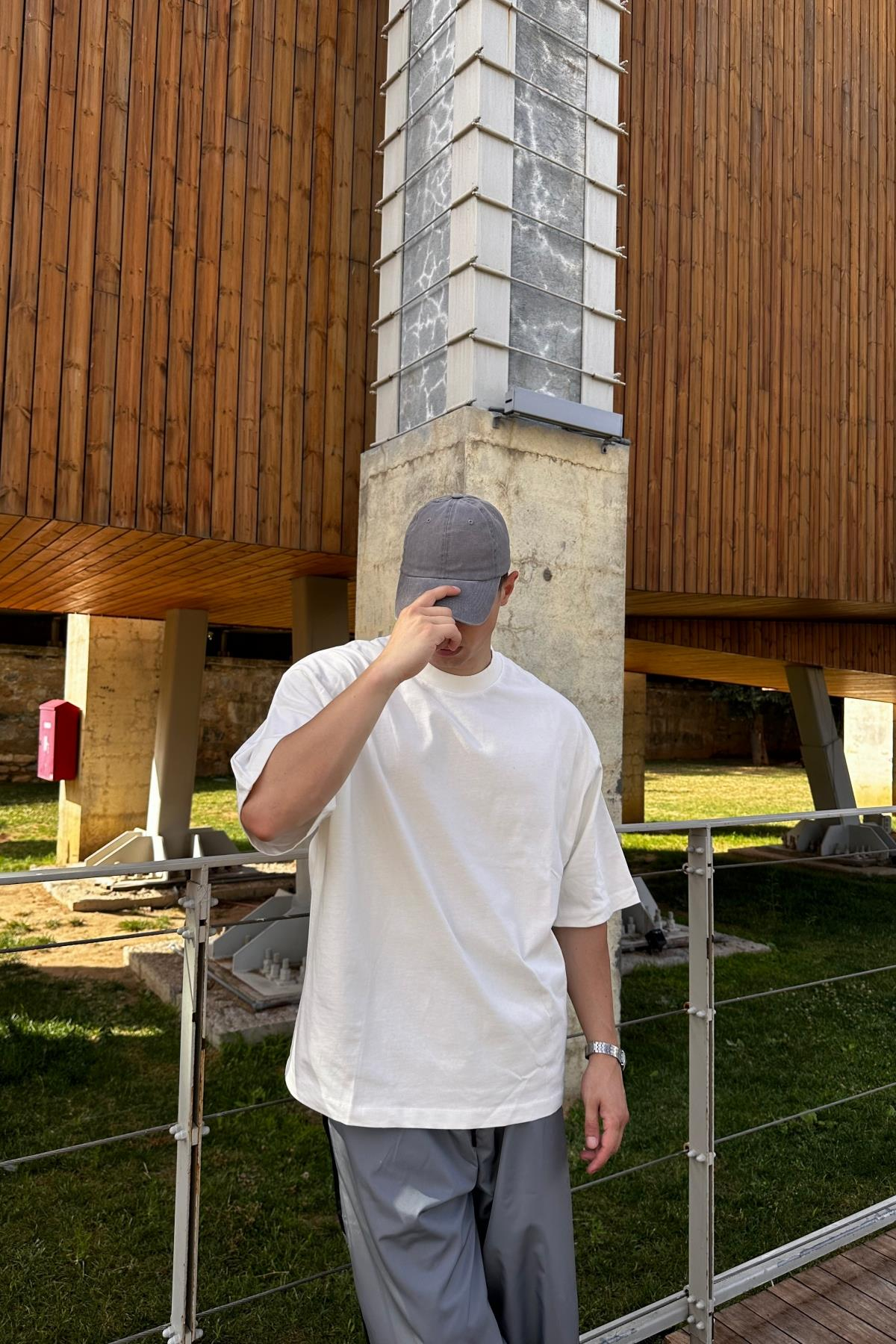 Zr Krem Tok Kumaş Oversize Tshirt  T1137